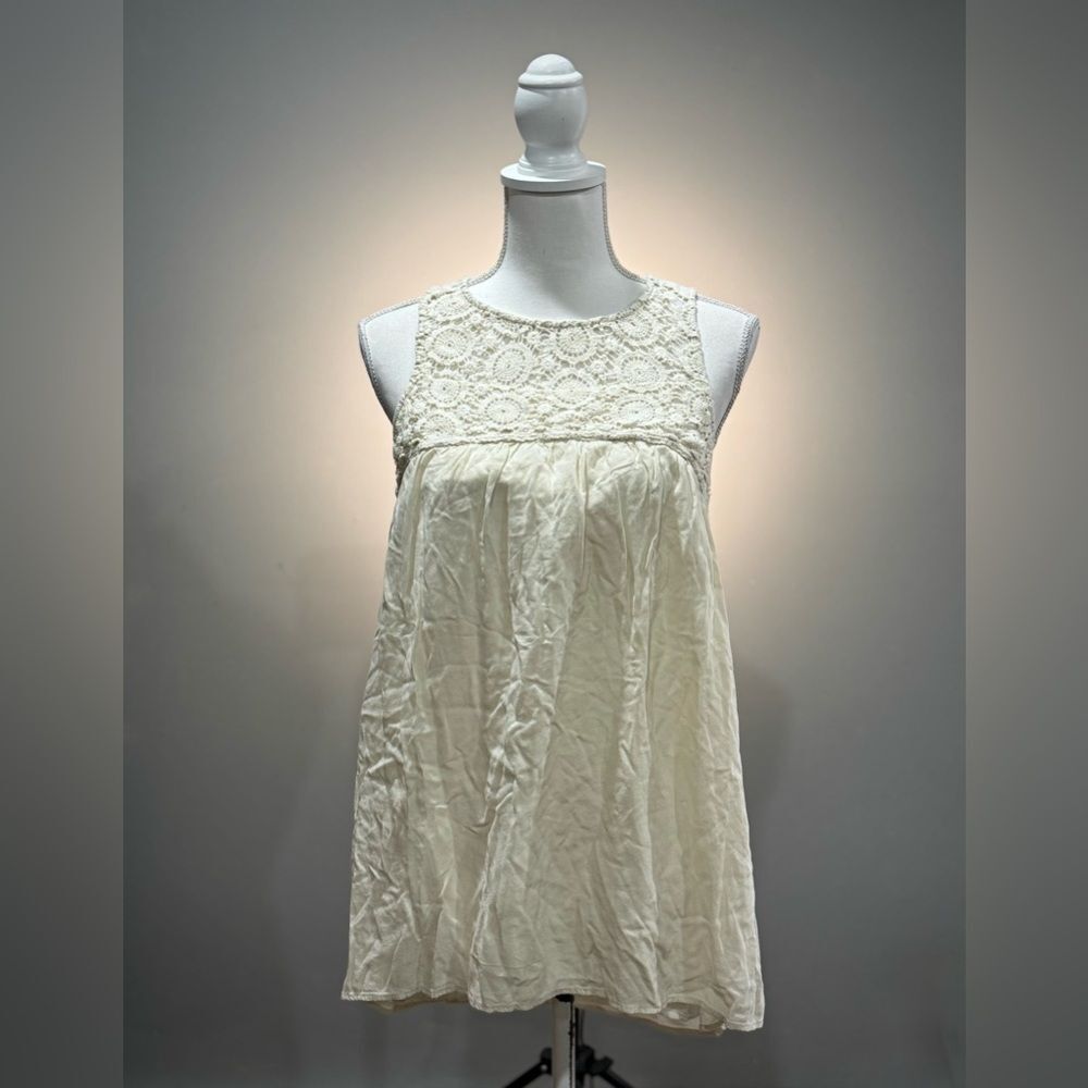 SALE! Cream Blu Pepper Sleeveless Peasant Top Size L EUC